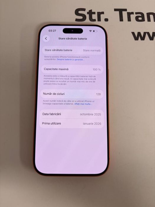 Telefon iPhone 17 Pro, 256GB, 5G, Cosmic Orange, 128 Cicluri -T-