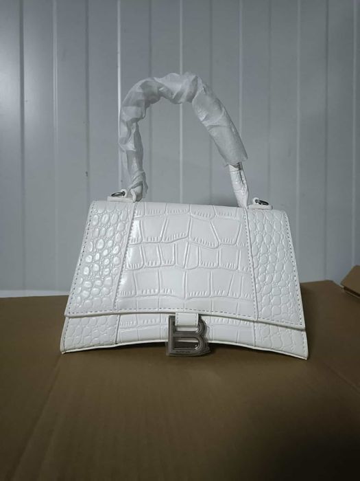 Дамска чанта Balenciaga стил (Hourglass) – бяла