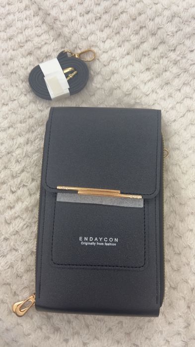 Чанта-портмоне в черно и бордо