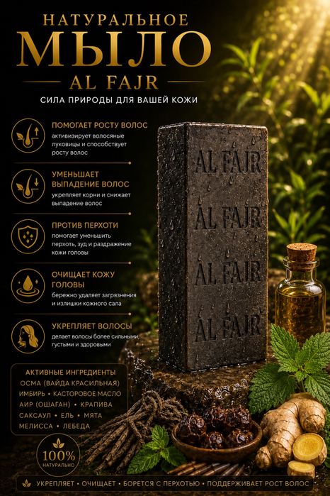 Черное мыло Al Fajr для роста и укрепления волос