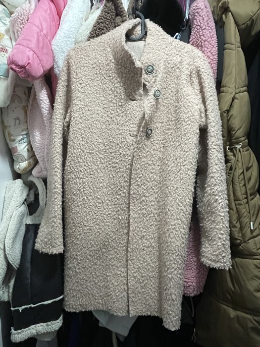 Вълнено Палто в бледо розово (пепел от рози) универсален размер