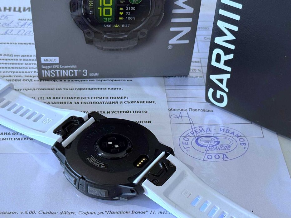 Бартер! Kато НОВ! 6м. Гаранция! Garmin Instinct® 3 Amoled 50mm Black / Charcoal (Черен)