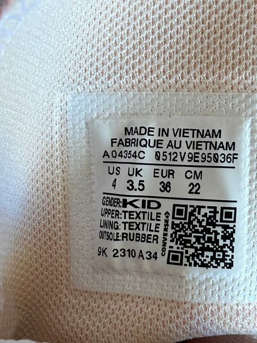 Teniși Converse Ctas Eva Lift-Hi, marimea 36 roz deschis, alb