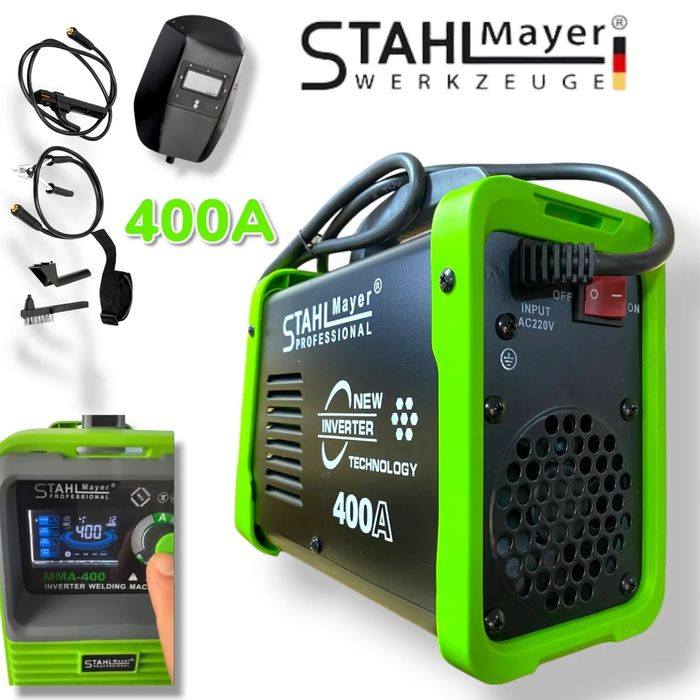 Електрожен Инверторен с LCD Дисплей 400А STAHLMAYER + Подарък Маска