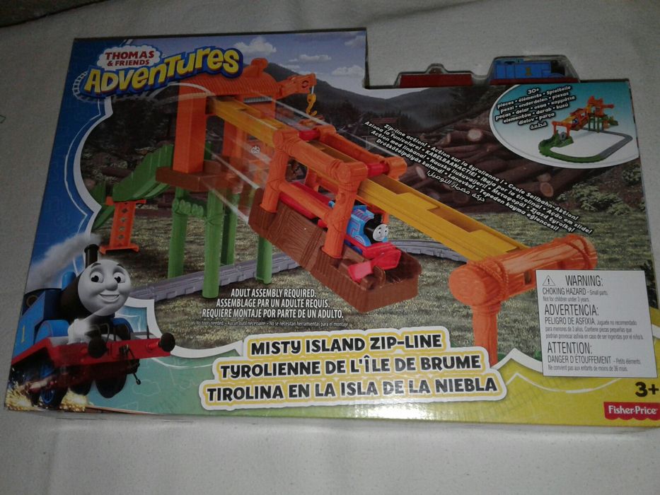 Set trenulet Thomas cu tiroliana, 30 piese, Fisher Price, nou, sigilat