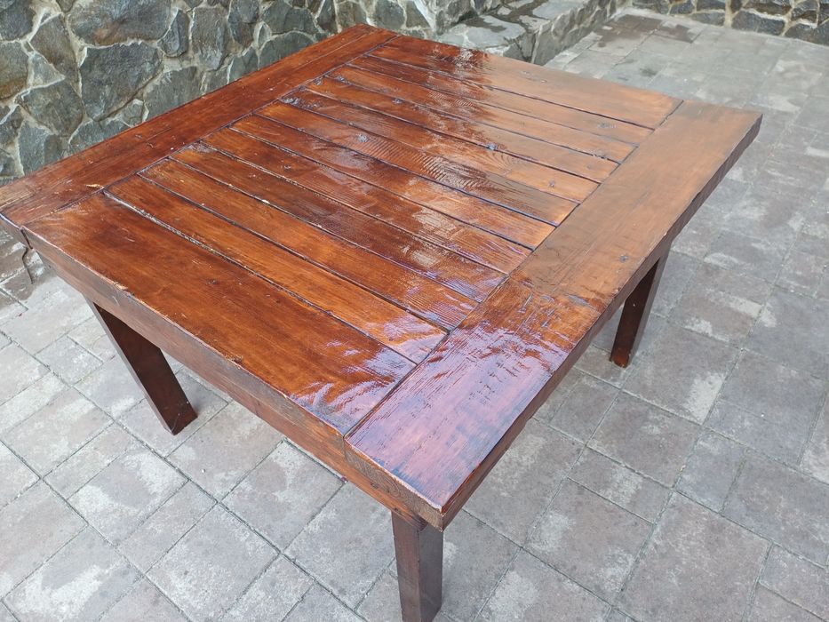 Masa de terasa rustica lemn 2 bucati