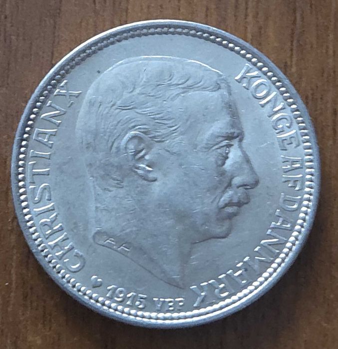 2 coroane / kroner 1915, Danemarca, argint 0.800