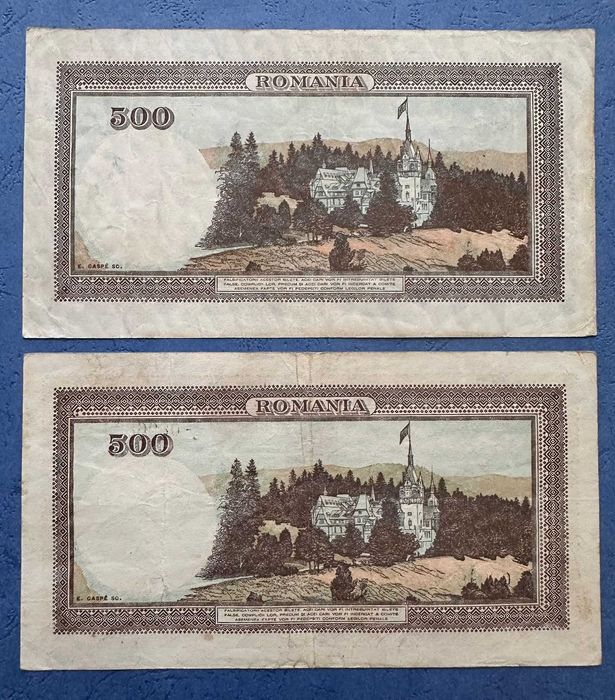 Set 500 LEI 2 Aprilie 1941 - ambele variante de filigran