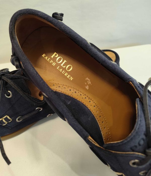 Pantofi sport casual 43.5 44 boat de lux Ralph Lauren NOI piele naturala suede navy