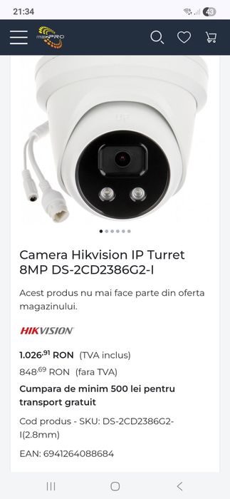 camere hikvision 8 megapixeli