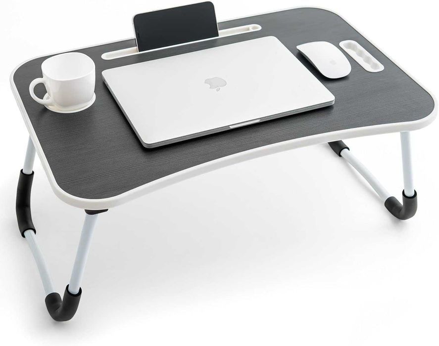 Masuta pliabila pentru laptop, 40x60 cm, aspect lemn negru