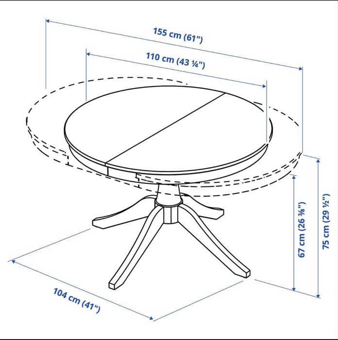 Masă + 4 scaune, alb/alb, 110/155 cm, ROSENTORP IKEA  + 4 perne gri JUSTINA