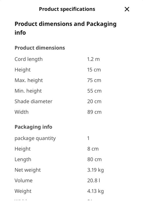 Висяща лампа / полилей Икеа