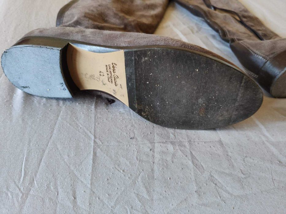 Италиански кожени ботуши над коляното – Vera Cuoio, естествен велур