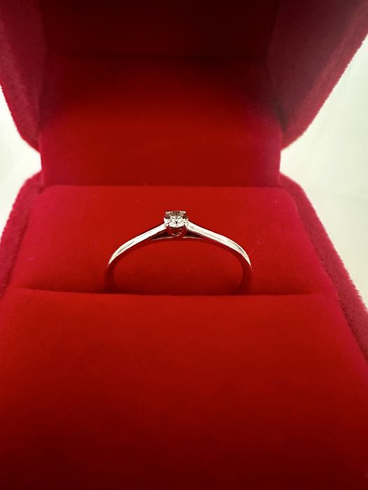 Inel logodna aur alb 18k cu diamant