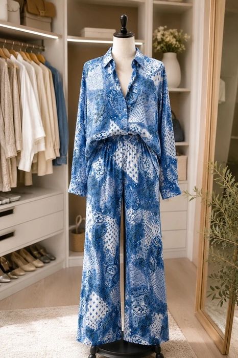 Zara Co ord Set camasa si pantaloni paisley