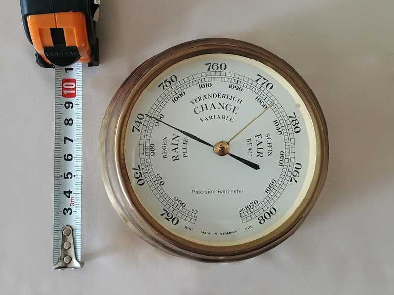 Немски барометър със термометър дърворезба / барометър - Fischer