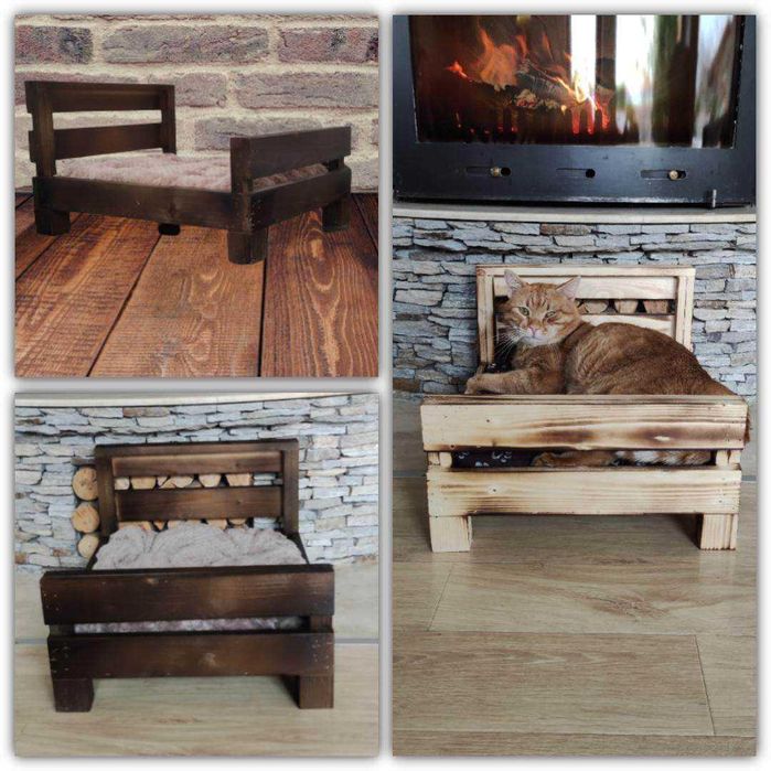 Дървено легло за коте и куче Легло от дърво за кучета и котки