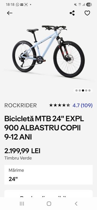 Bicicleta copii 9-12 ani  la jumatate pret