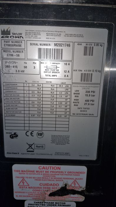 Vand masina inghețata TAYLOR C706-profesionala