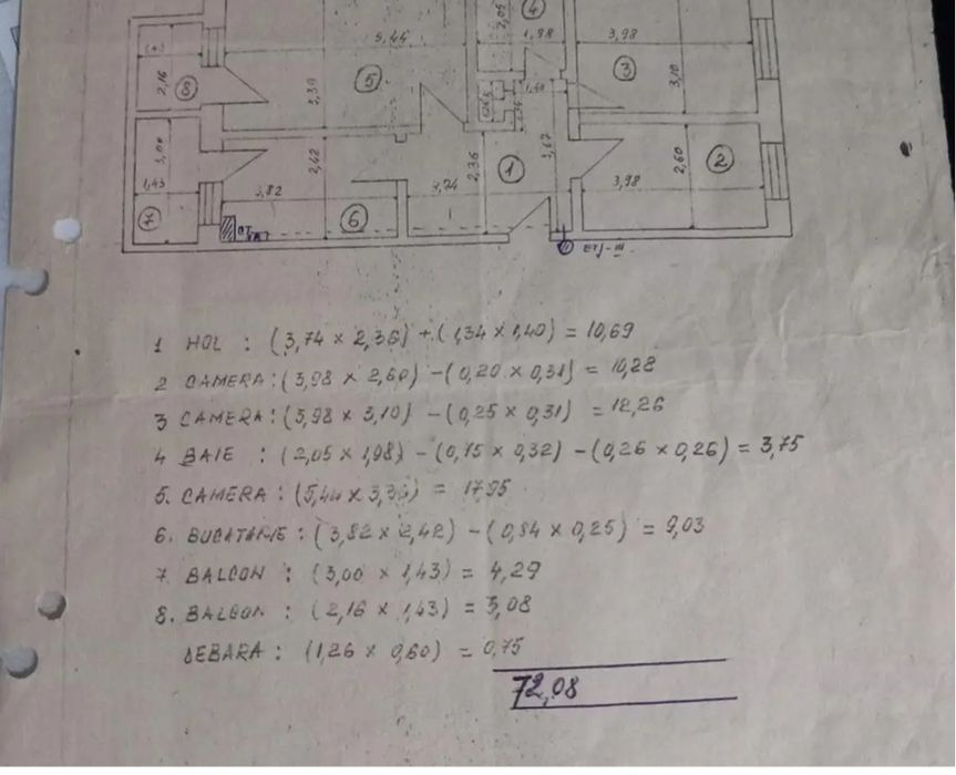 Apartament 3 camere zona buna!!!