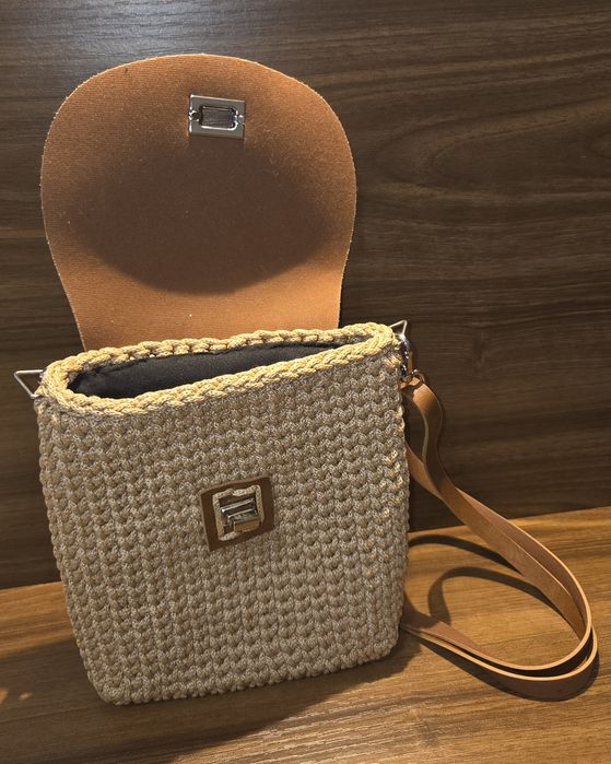 Geanta handmade maro/bej