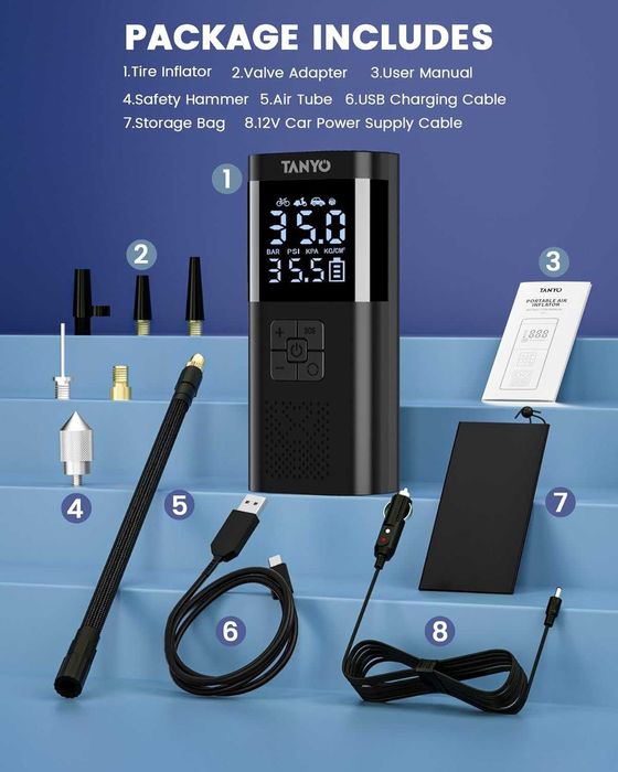 Електрическа въздушна помпа TANYO с  LED светлина