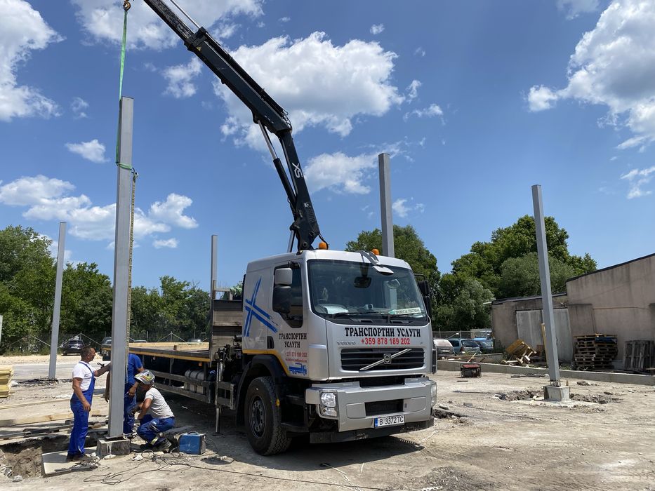 Траспорт с кран и самосвал с кран