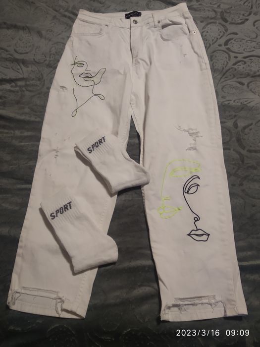 Дънки boyfriend бели