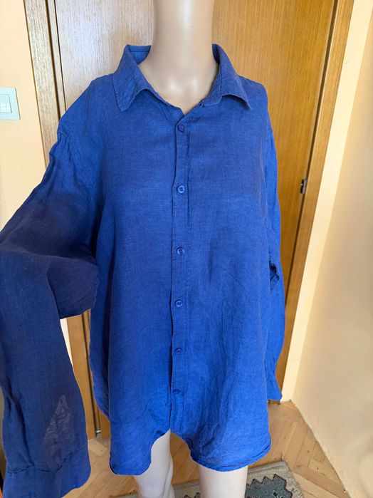 Тъмносиня ленена мъжка риза Richmond, размер  XL