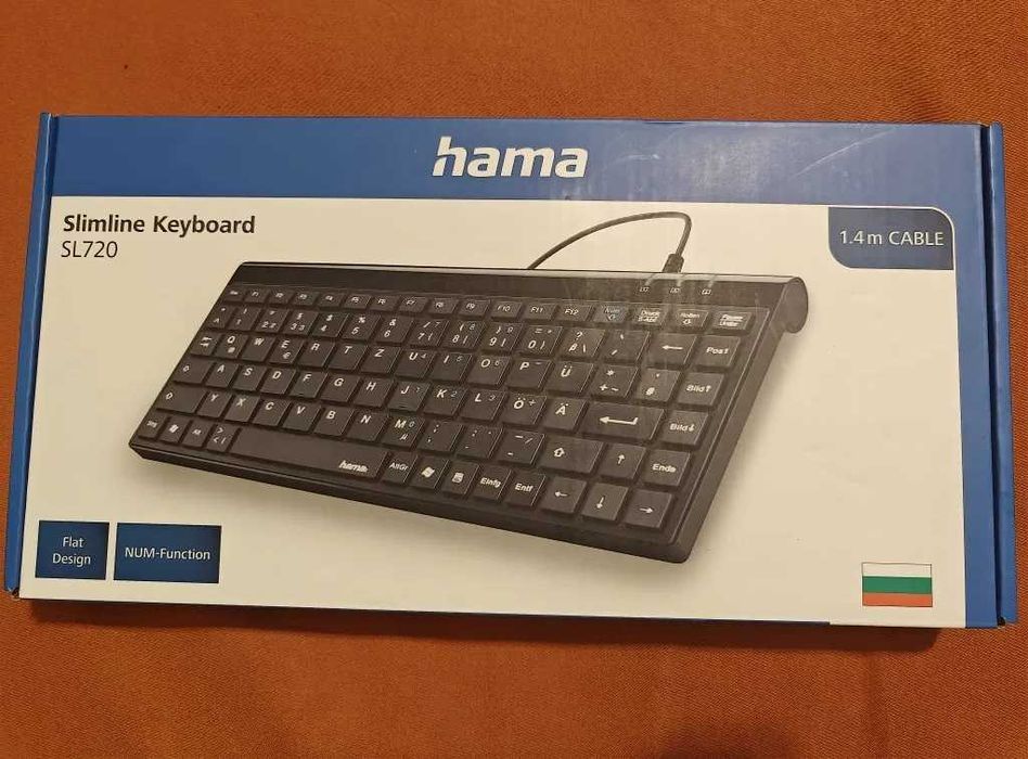 Компактна Клавиатура Hama Slimline SL720, Кирилица, Black, USB, 1,4m