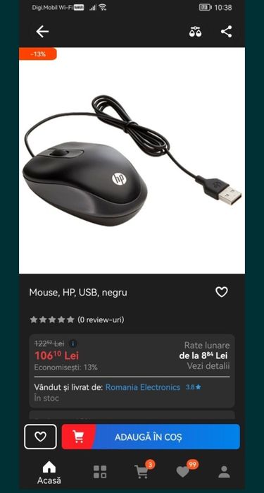 Mouse HP usb travel negru