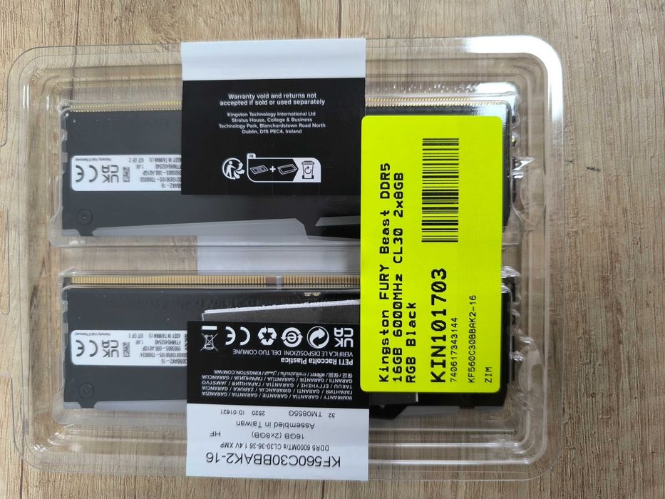 Kingston Fury Beast Black RGB XMP 16GB 6000MT/s DDR5 CL30 Kit 2 x 8GB