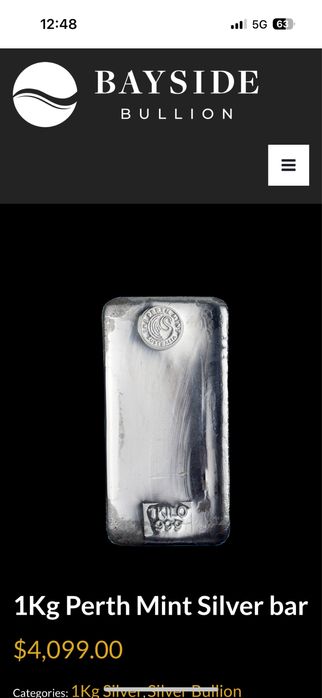 Сребърно кюлче 1кг Perth Mint Australia