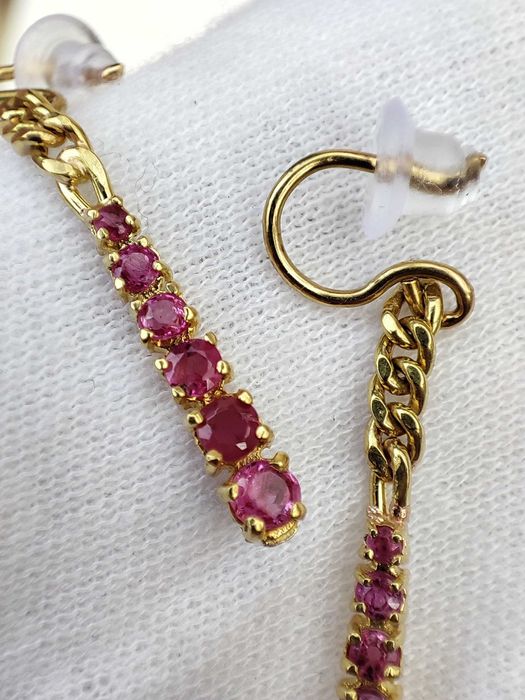 Cercei Aur 19.2K Cu Rubine Naturale Roz Portugalia Aur 800
