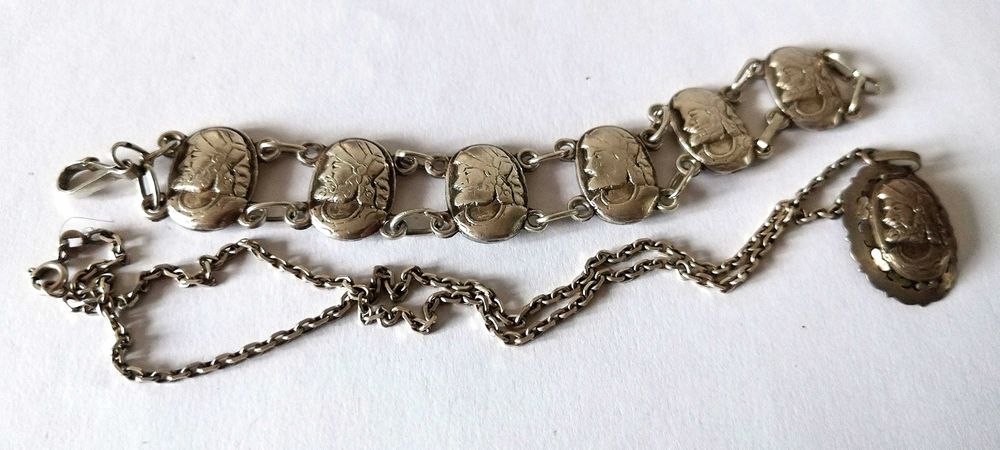 bratara si pandant romanesc argint masiv