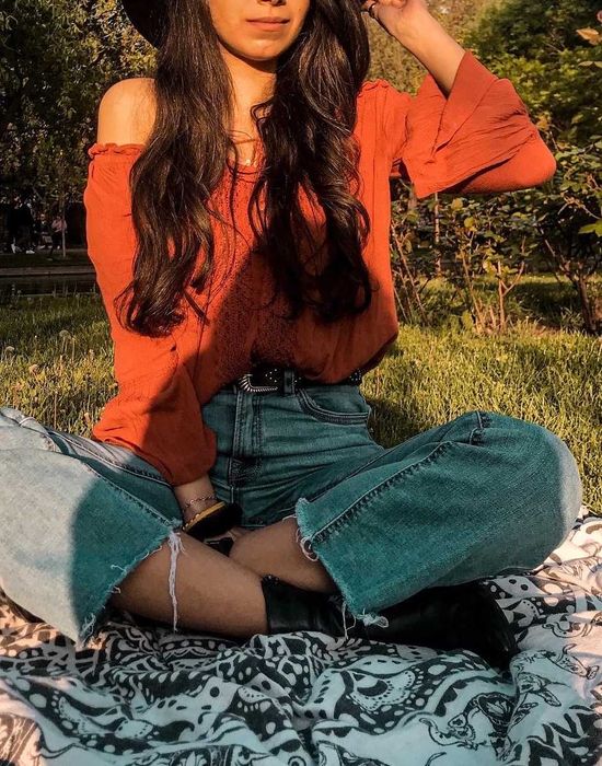 Bluză Boho, cu măneci evazate New Yorker, Mărimea XXS-XS-S