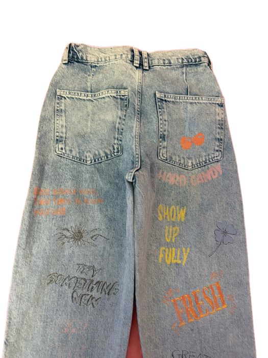Blugi Bershka Jogger Mom Fit imprimeu graffiti Y2K mărimea XS