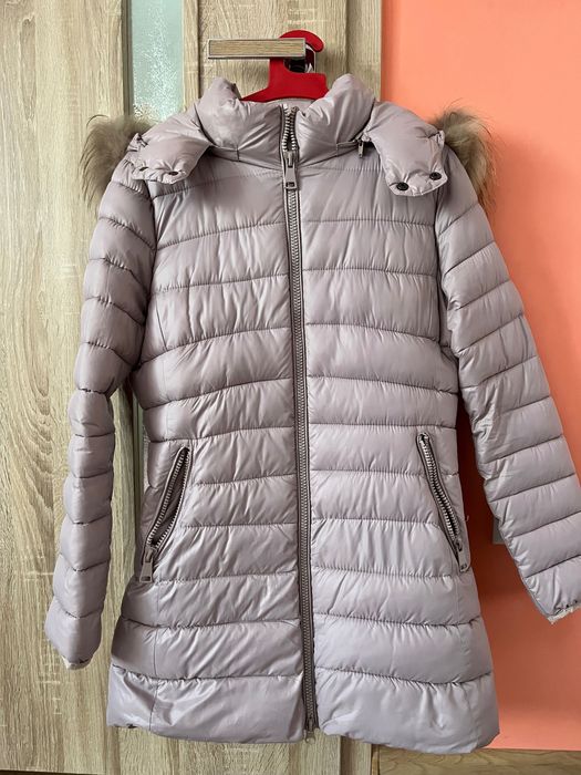 Зимно яке цвят пудра с гъши пух
