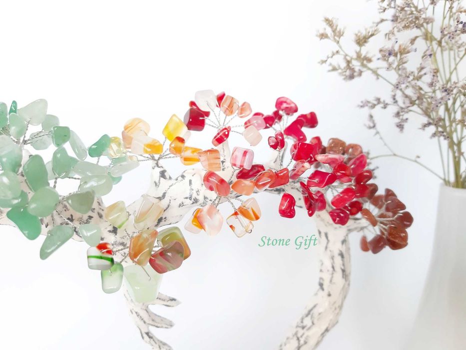 Дръвче 7 Кристала Сърце, Подарък Годишнина, Подарък Жена, Момиче