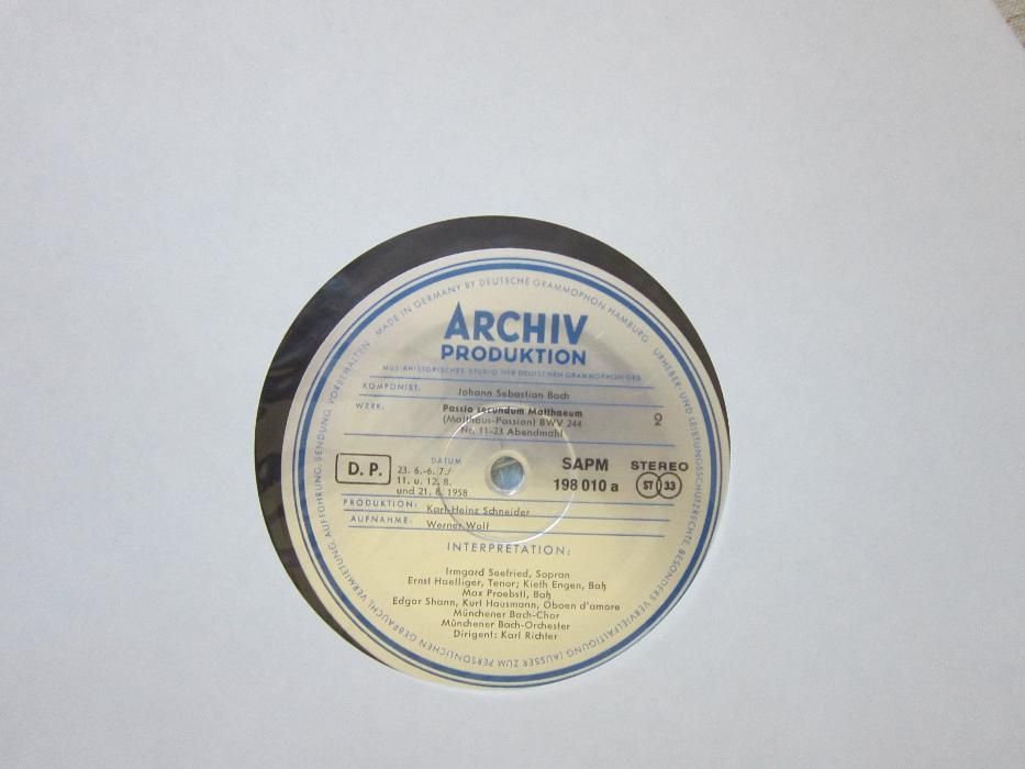 vinil Patimile după Matei- Bach -Germany 1956 +cadou"Lukas Passion"