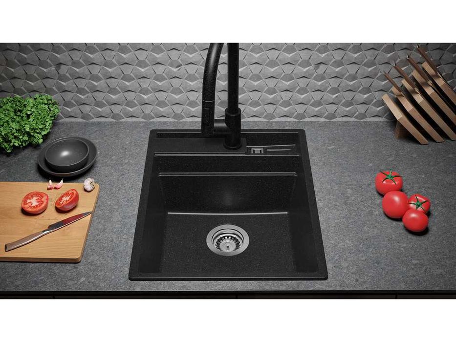 Кухненска Мивка от гранит модел Осло 45 Премиум 430 x 530 мм Графит