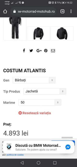SET costum Geaca + Pantaloni originale BMW Atlantis 4 Men Marimea 50 fac schimb