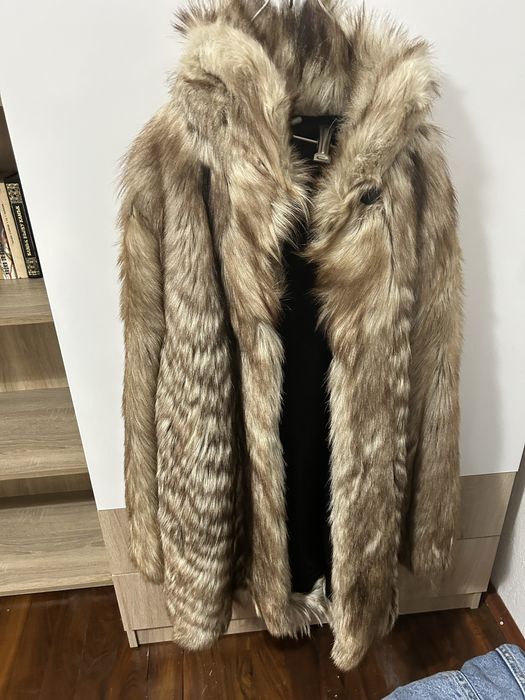 Луксозно палто от естествена лисица- дългокосместо, пухкаво