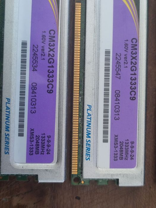 Kit Memorii Ram PC 8gb ddr3 PC3 1333mhz - Corsair + Crucial - 1,5v