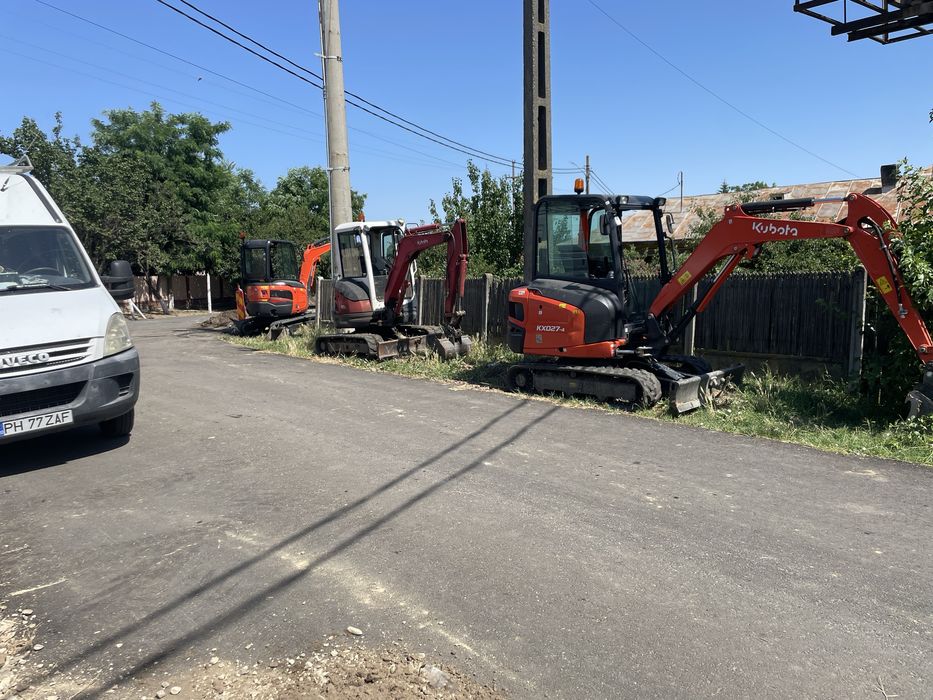 Inchirere miniexcavatoare, sapaturi excavari fundatii fose santuri