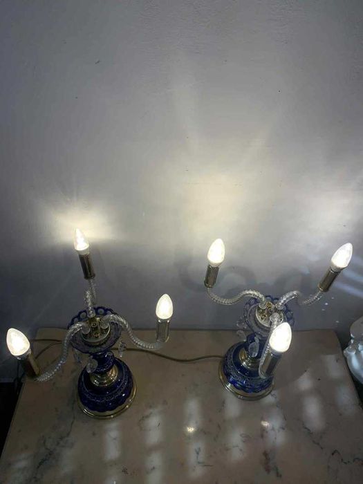 Set de doua veioza sticla de murano si cristale