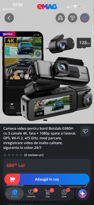 Camera video pentru bord masina Botslab G980H cu 3 canale 4K