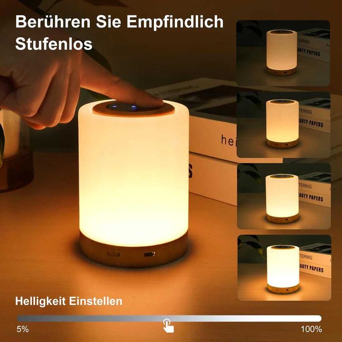 Lampa de Noptieră REYLAX, Reglabilă, 12 Culori, USB