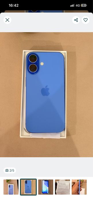 Iphone 16 128gb ultramarine.  Плюс калъф и протектор